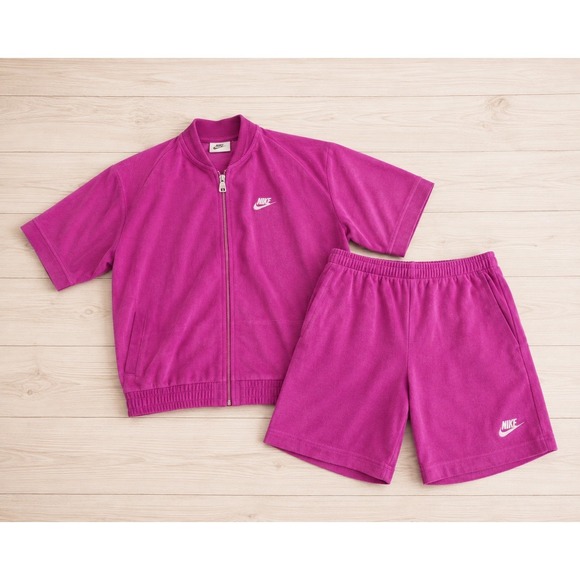 Nike Pants - Vintage 90s Nike Warm Up Tracksuit Set Pink Magenta USA Made Jacket Shorts Small